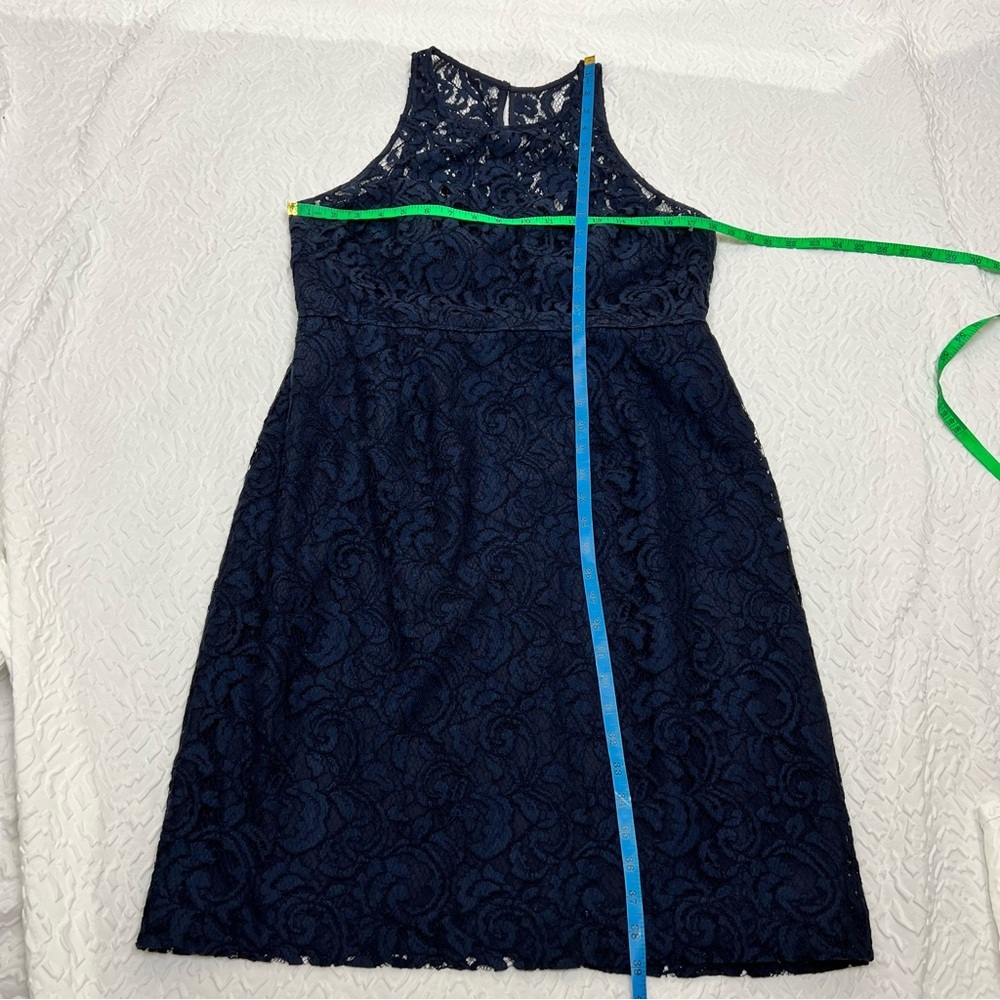 J. CREW Pamela Leavers Lace sleeveless feminine Sheath Dress 14 Navy Blue - Picture 6 of 11